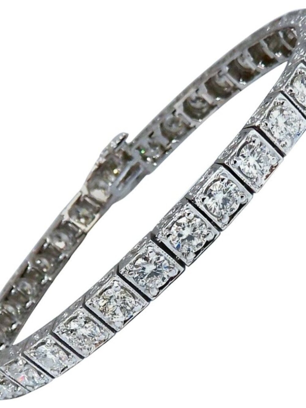8.42ct Natural Diamonds Tennis Bracelet 14kt Gold Squared Box Bead Set*